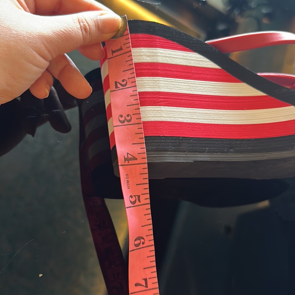 NWOT Authentic Juicy Couture Wedge Heel sandals in a cheery Black , Red & white - Picture 16 of 17